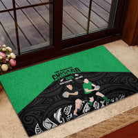 New Zealand and Ireland Rugby Rubber Doormat Chicago 2025 Go All Black Shamrocks - Polynesian Pride