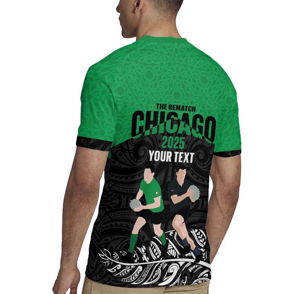New Zealand and Ireland Rugby Custom Rugby Jersey Chicago 2025 Go All Black Shamrocks - Polynesian Pride