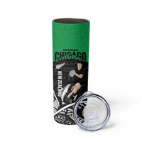 New Zealand and Ireland Rugby Skinny Tumbler Chicago 2025 Go All Black Shamrocks - Polynesian Pride