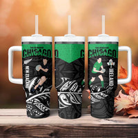 New Zealand and Ireland Rugby Tumbler With Handle Chicago 2025 Go All Black Shamrocks - Polynesian Pride
