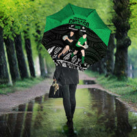 New Zealand and Ireland Rugby Umbrella Chicago 2025 Go All Black Shamrocks - Polynesian Pride