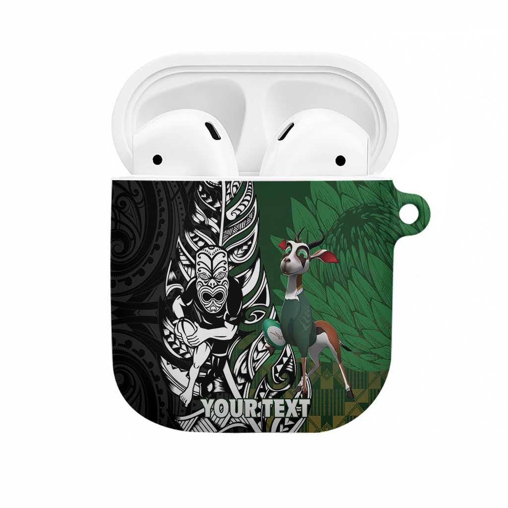 New Zealand and South Africa Rugby Custom AirPods Case Maori Tiki Fern Springboks Kente Pattern - Polynesian Pride
