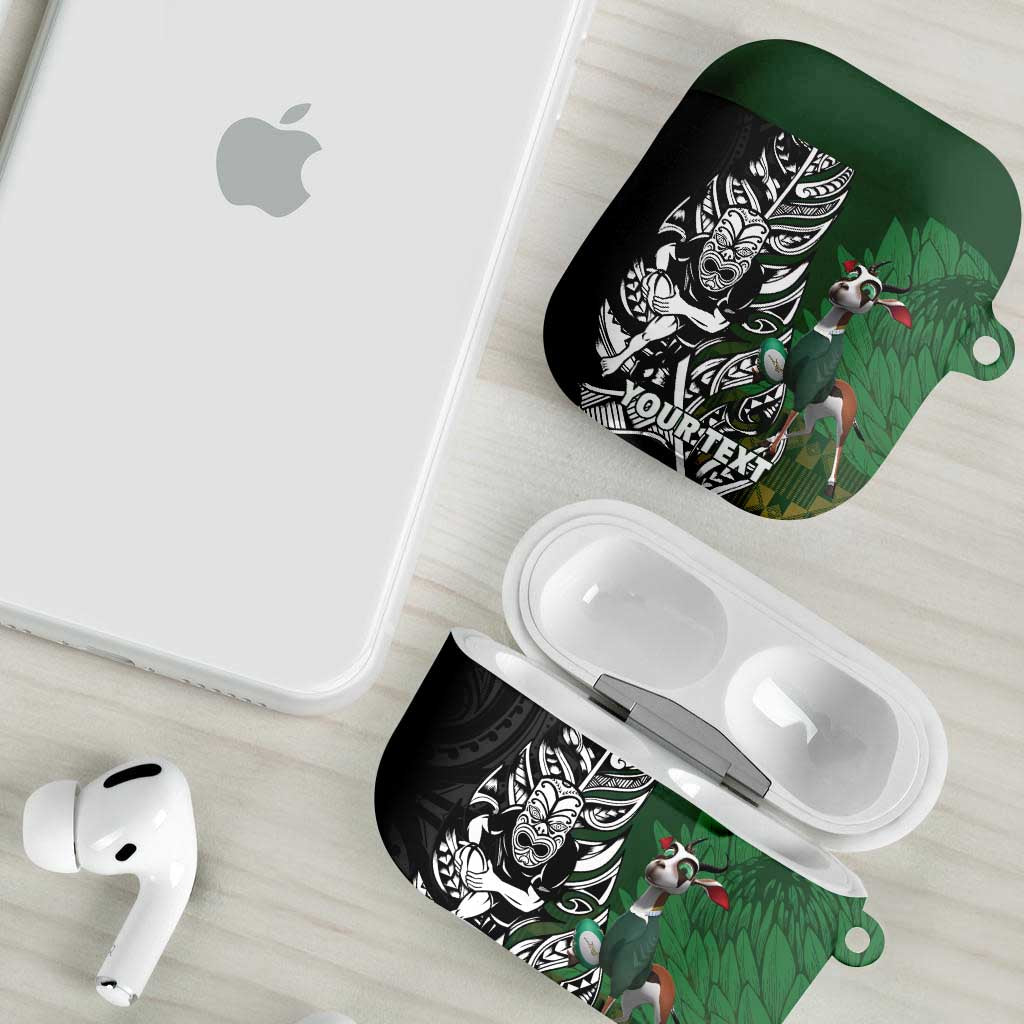 New Zealand and South Africa Rugby Custom AirPods Case Maori Tiki Fern Springboks Kente Pattern - Polynesian Pride