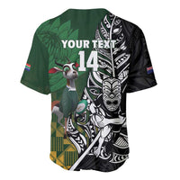New Zealand and South Africa Rugby Custom Baseball Jersey Maori Tiki Fern Springboks Kente Pattern - Polynesian Pride