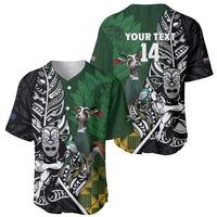 New Zealand and South Africa Rugby Custom Baseball Jersey Maori Tiki Fern Springboks Kente Pattern - Polynesian Pride