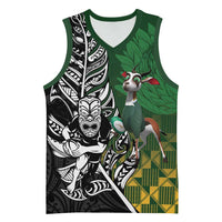 New Zealand and South Africa Rugby Custom Basketball Jersey Maori Tiki Fern Springboks Kente Pattern - Polynesian Pride