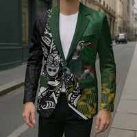 New Zealand and South Africa Rugby Custom Blazer Maori Tiki Fern Springboks Kente Pattern - Polynesian Pride