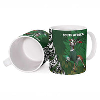 New Zealand and South Africa Rugby Ceramic Mug Maori Tiki Fern Springboks Kente Pattern - Polynesian Pride