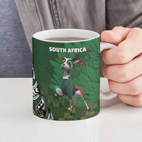 New Zealand and South Africa Rugby Ceramic Mug Maori Tiki Fern Springboks Kente Pattern - Polynesian Pride