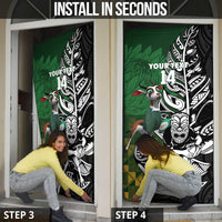 New Zealand and South Africa Rugby Custom Door Cover Maori Tiki Fern Springboks Kente Pattern - Polynesian Pride