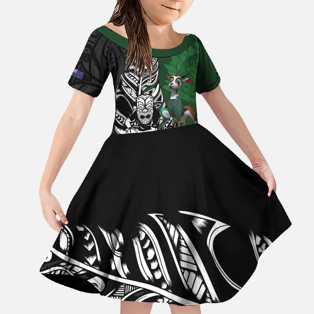 New Zealand and South Africa Rugby Custom Family Matching Tank Maxi Dress and Hawaiian Shirt Maori Tiki Fern Springboks Kente Pattern - Polynesian Pride
