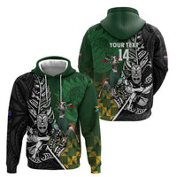 New Zealand and South Africa Rugby Custom Hoodie Maori Tiki Fern Springboks Kente Pattern - Polynesian Pride