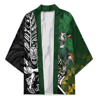 New Zealand and South Africa Rugby Custom Kimono Maori Tiki Fern Springboks Kente Pattern - Polynesian Pride