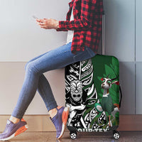 New Zealand and South Africa Rugby Custom Luggage Cover Maori Tiki Fern Springboks Kente Pattern - Polynesian Pride