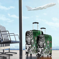 New Zealand and South Africa Rugby Custom Luggage Cover Maori Tiki Fern Springboks Kente Pattern - Polynesian Pride