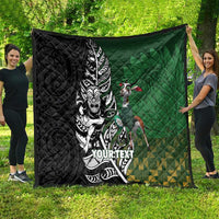 New Zealand and South Africa Rugby Custom Quilt Maori Tiki Fern Springboks Kente Pattern - Polynesian Pride
