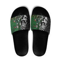 New Zealand and South Africa Rugby Custom Slide Sandals Maori Tiki Fern Springboks Kente Pattern - Polynesian Pride