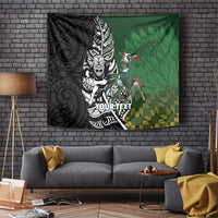 New Zealand and South Africa Rugby Custom Tapestry Maori Tiki Fern Springboks Kente Pattern - Polynesian Pride