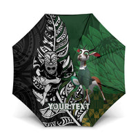 New Zealand and South Africa Rugby Custom Umbrella Maori Tiki Fern Springboks Kente Pattern - Polynesian Pride