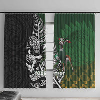 New Zealand and South Africa Rugby Custom Window Curtain Maori Tiki Fern Springboks Kente Pattern - Polynesian Pride