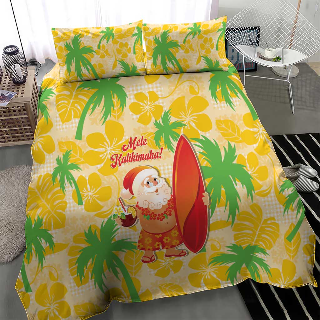 Aloha Hawaii Christmas Bedding Set Mele Kalikimaka Funny Santa Palaka Quilt Motifs - Polynesian Pride