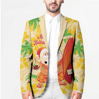 Aloha Hawaii Christmas Blazer Mele Kalikimaka Funny Santa Palaka Quilt Motifs - Polynesian Pride