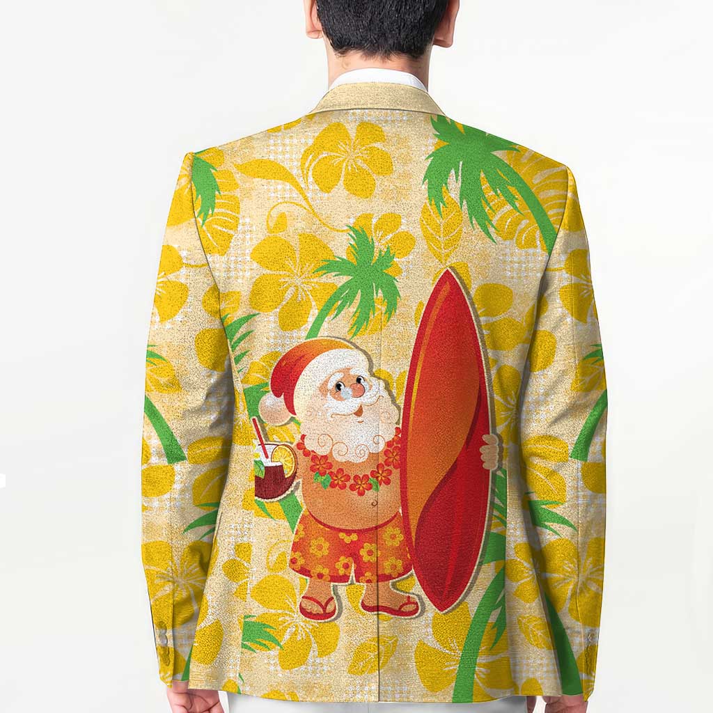 Aloha Hawaii Christmas Blazer Mele Kalikimaka Funny Santa Palaka Quilt Motifs - Polynesian Pride