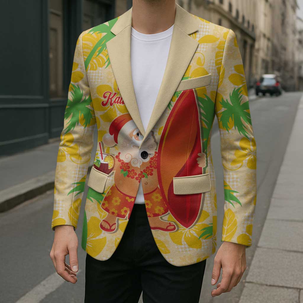 Aloha Hawaii Christmas Blazer Mele Kalikimaka Funny Santa Palaka Quilt Motifs - Polynesian Pride