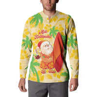 Aloha Hawaii Christmas Button Sweatshirt Mele Kalikimaka Funny Santa Palaka Quilt Motifs - Polynesian Pride