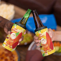 Aloha Hawaii Christmas 4 in 1 Can Cooler Tumbler Mele Kalikimaka Funny Santa Palaka Quilt Motifs - Polynesian Pride