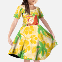 Aloha Hawaii Christmas Family Matching Long Sleeve Bodycon Dress and Hawaiian Shirt Mele Kalikimaka Funny Santa Palaka Quilt Motifs - Polynesian Pride