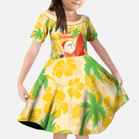 Aloha Hawaii Christmas Family Matching Off Shoulder Maxi Dress and Hawaiian Shirt Mele Kalikimaka Funny Santa Palaka Quilt Motifs - Polynesian Pride