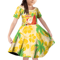 Aloha Hawaii Christmas Family Matching Off Shoulder Short Dress and Hawaiian Shirt Mele Kalikimaka Funny Santa Palaka Quilt Motifs - Polynesian Pride