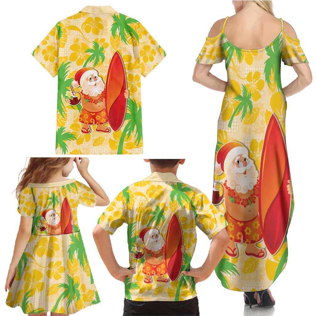 Aloha Hawaii Christmas Family Matching Summer Maxi Dress and Hawaiian Shirt Mele Kalikimaka Funny Santa Palaka Quilt Motifs - Polynesian Pride