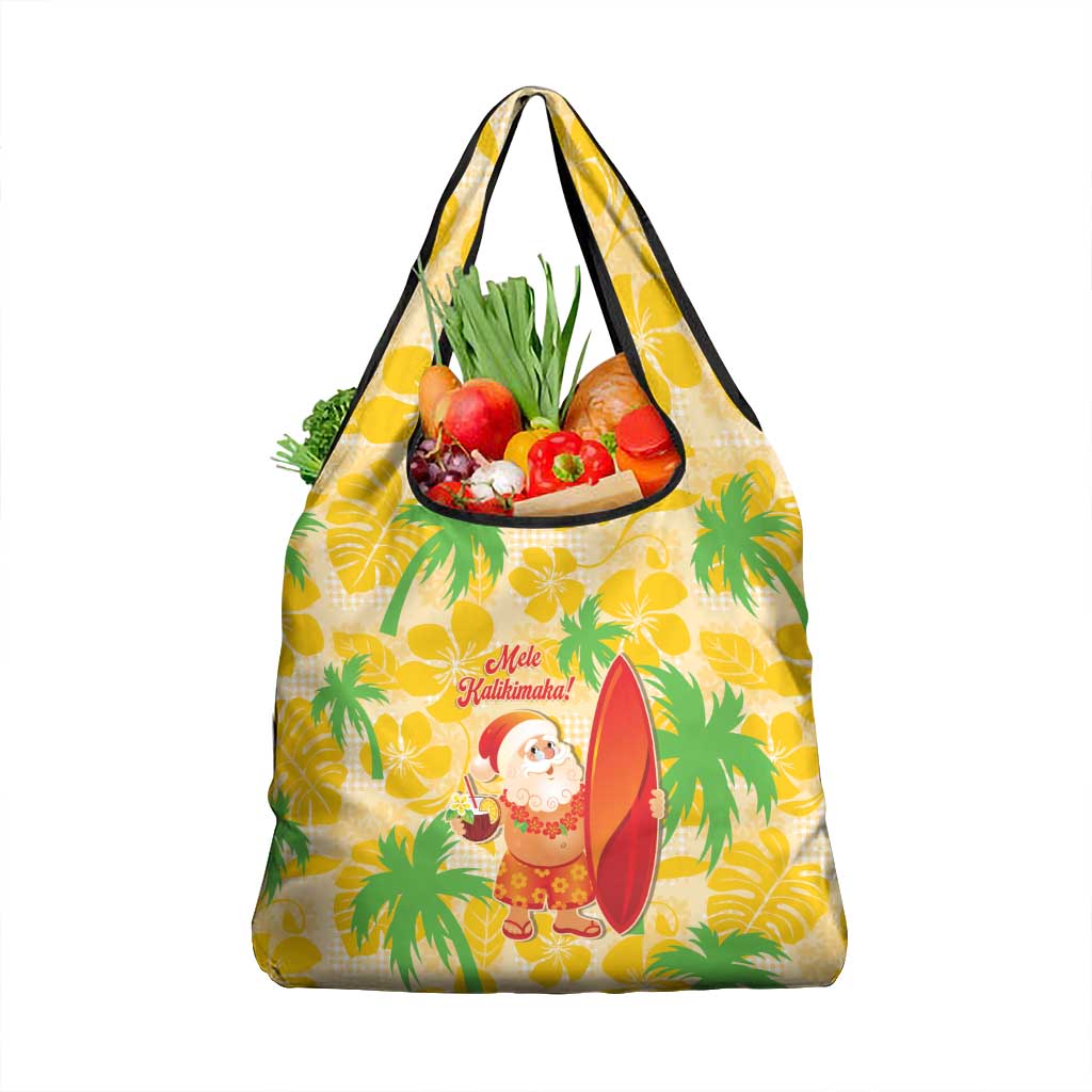 Aloha Hawaii Christmas Grocery Bag Mele Kalikimaka Funny Santa Palaka Quilt Motifs - Polynesian Pride