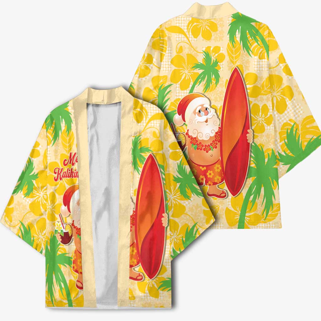 Aloha Hawaii Christmas Kimono Mele Kalikimaka Funny Santa Palaka Quilt Motifs - Polynesian Pride