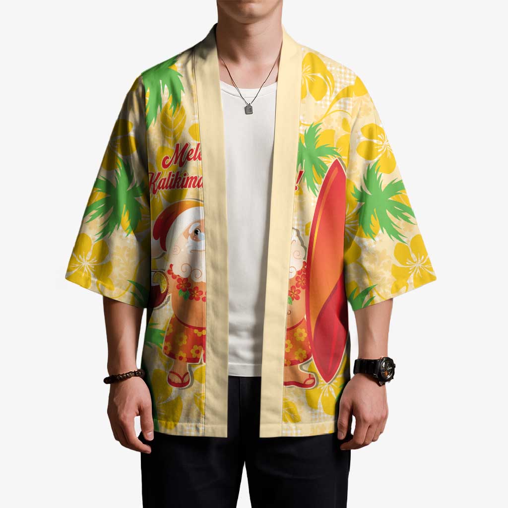 Aloha Hawaii Christmas Kimono Mele Kalikimaka Funny Santa Palaka Quilt Motifs - Polynesian Pride