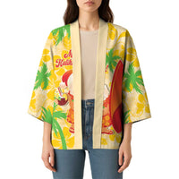 Aloha Hawaii Christmas Kimono Mele Kalikimaka Funny Santa Palaka Quilt Motifs - Polynesian Pride