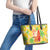 Aloha Hawaii Christmas Leather Tote Bag Mele Kalikimaka Funny Santa Palaka Quilt Motifs - Polynesian Pride