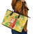 Aloha Hawaii Christmas Leather Tote Bag Mele Kalikimaka Funny Santa Palaka Quilt Motifs - Polynesian Pride