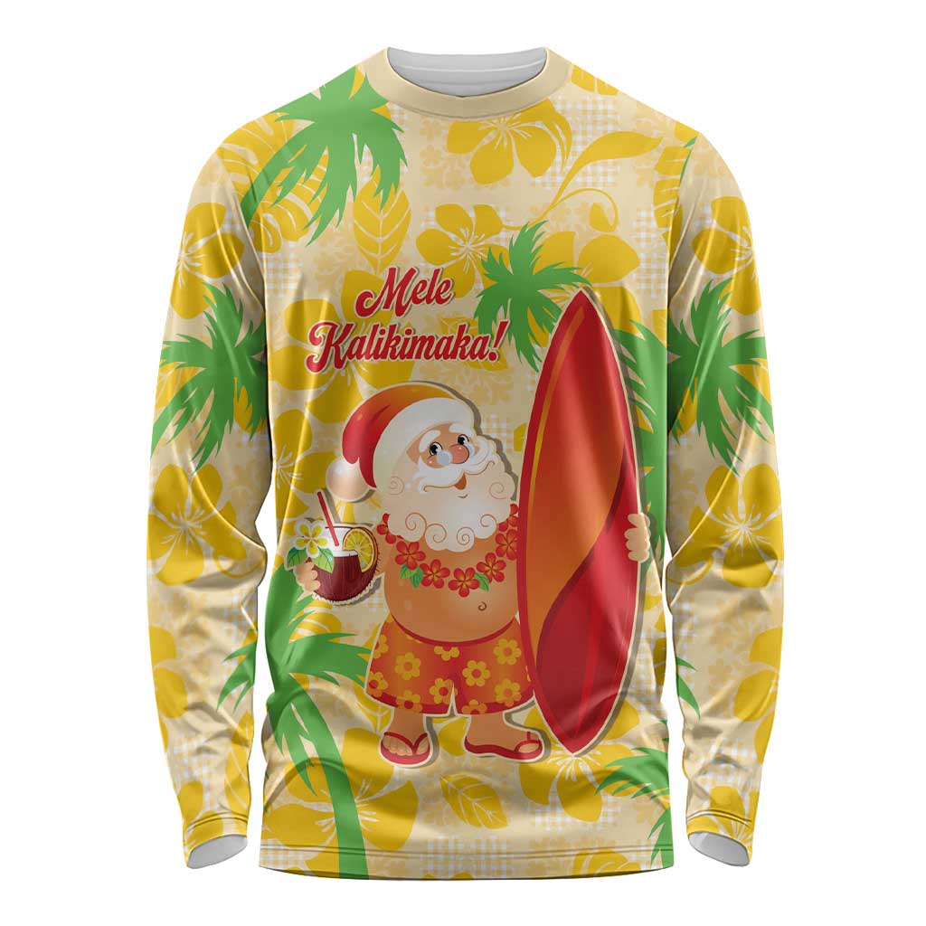 Aloha Hawaii Christmas Long Sleeve Shirt Mele Kalikimaka Funny Santa Palaka Quilt Motifs - Polynesian Pride