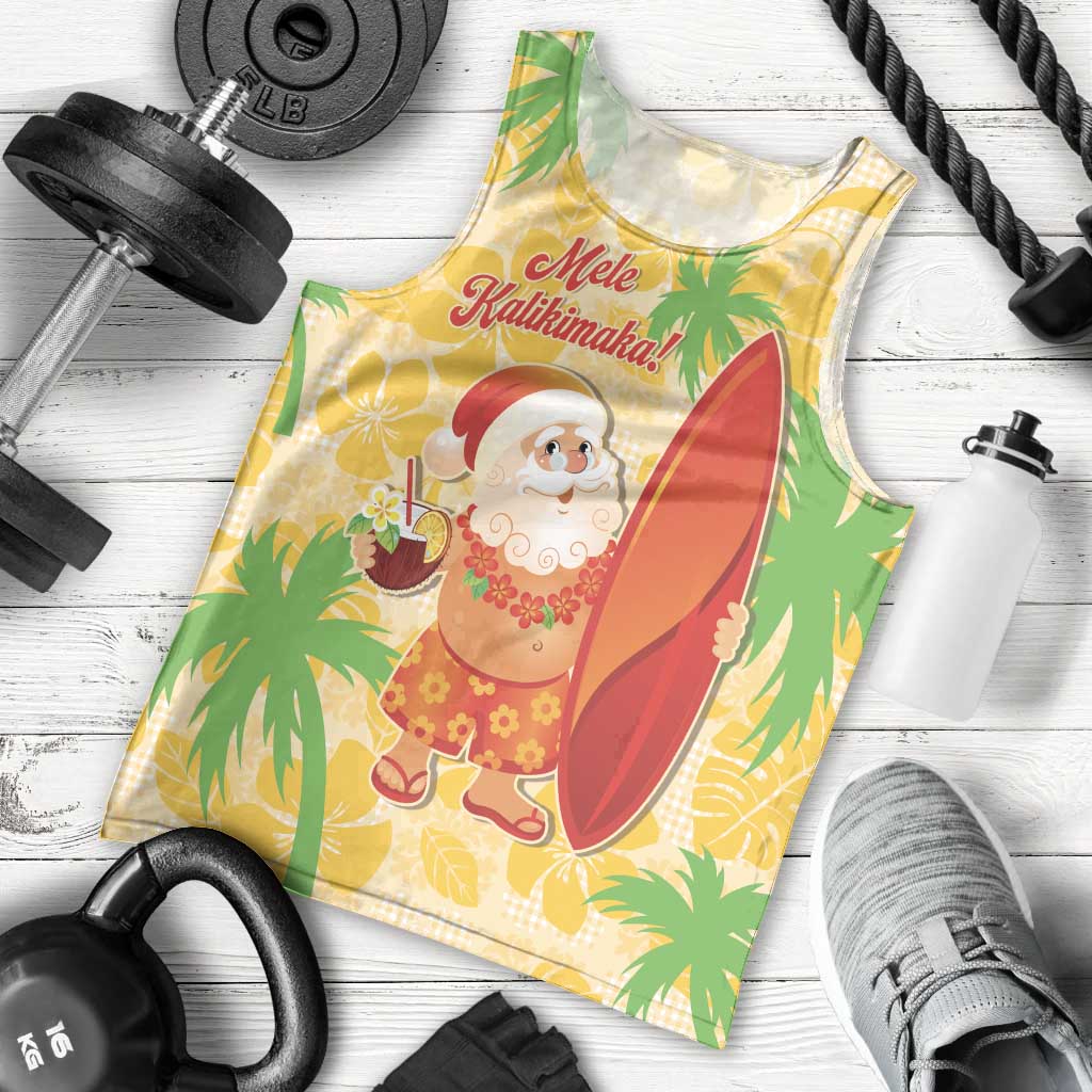 Aloha Hawaii Christmas Men Tank Top Mele Kalikimaka Funny Santa Palaka Quilt Motifs - Polynesian Pride