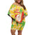 Aloha Hawaii Christmas Off Shoulder Short Dress Mele Kalikimaka Funny Santa Palaka Quilt Motifs - Polynesian Pride