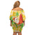 Aloha Hawaii Christmas Off Shoulder Short Dress Mele Kalikimaka Funny Santa Palaka Quilt Motifs - Polynesian Pride