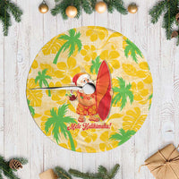 Aloha Hawaii Christmas Tree Skirt Mele Kalikimaka Funny Santa Palaka Quilt Motifs - Polynesian Pride