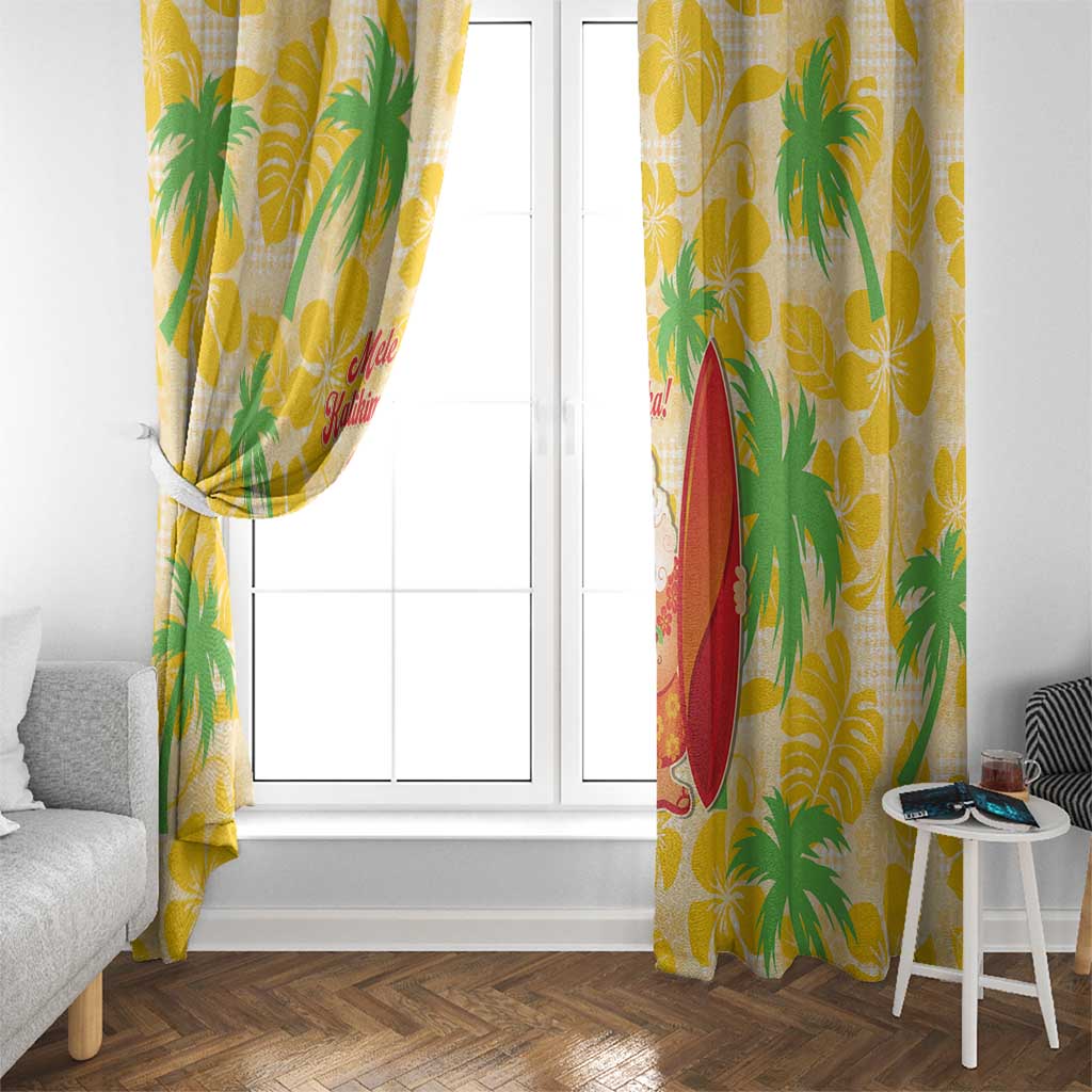 Aloha Hawaii Christmas Window Curtain Mele Kalikimaka Funny Santa Palaka Quilt Motifs - Polynesian Pride