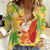 Aloha Hawaii Christmas Women Casual Shirt Mele Kalikimaka Funny Santa Palaka Quilt Motifs - Polynesian Pride