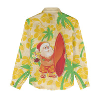 Aloha Hawaii Christmas Women Casual Shirt Mele Kalikimaka Funny Santa Palaka Quilt Motifs - Polynesian Pride
