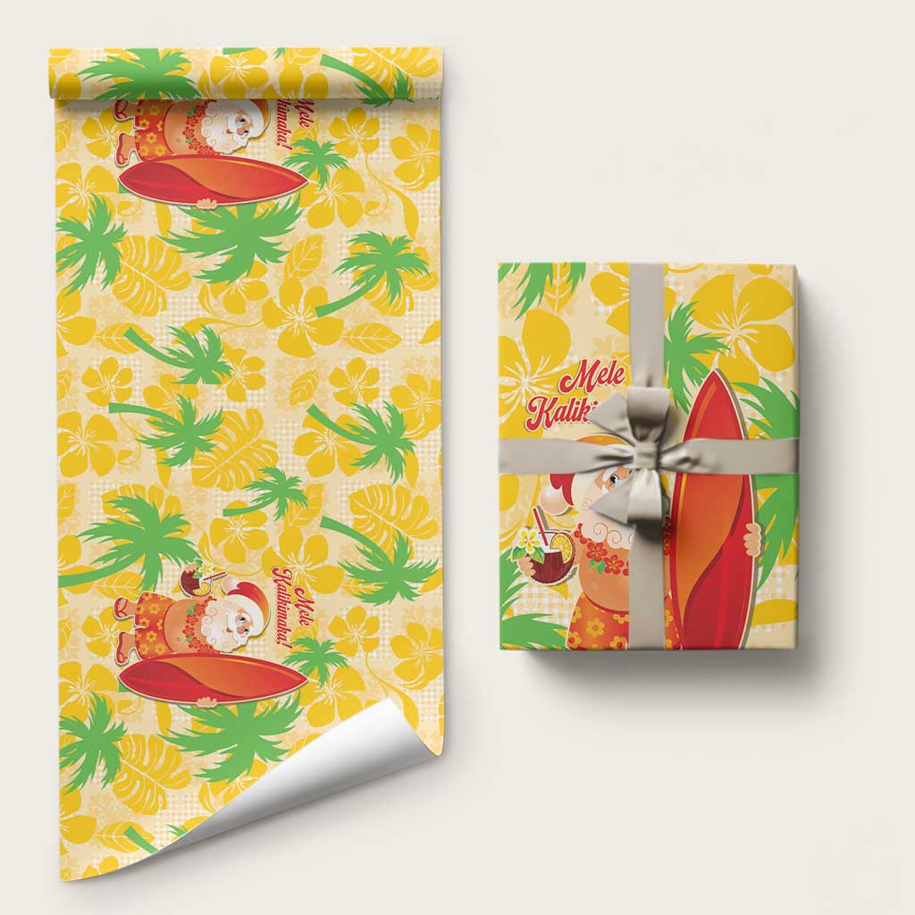 Aloha Hawaii Christmas Wrapping Paper Mele Kalikimaka Funny Santa Palaka Quilt Motifs - Polynesian Pride