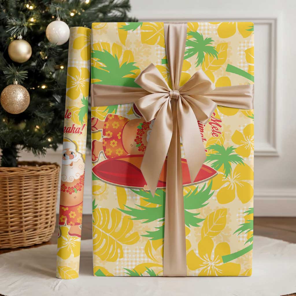 Aloha Hawaii Christmas Wrapping Paper Mele Kalikimaka Funny Santa Palaka Quilt Motifs - Polynesian Pride